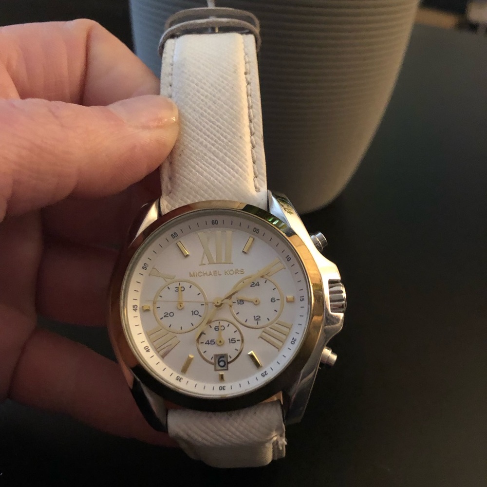White leather Michael Kors Watch